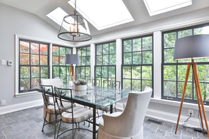 Glass Top Dining Table with Wrought Iron Base, Hand Forged by Steve Bazaly