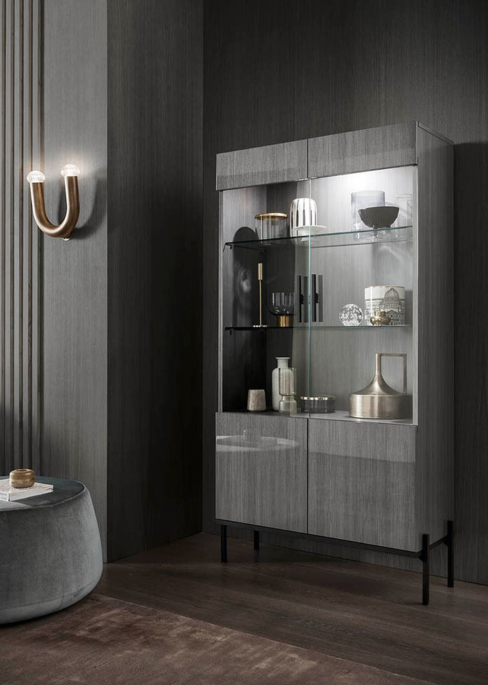 Alf Italia Novecento 2 Door Wood Curio Cabinet, Made in Italy (*retail $2,299)