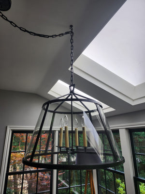 E.F. Chapman Darlana 24-Inch Pendant Light, in Aged Iron by Visual Comfort Signature