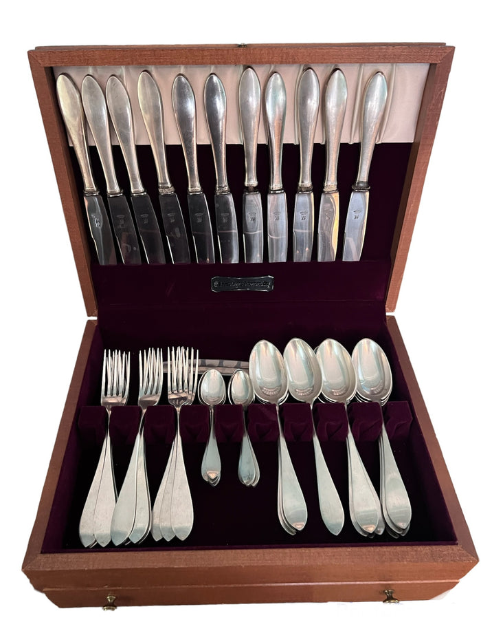 M.T. Wetzlar Art Deco German .800 Silver Flatware- Service for 12 (48 Pieces)