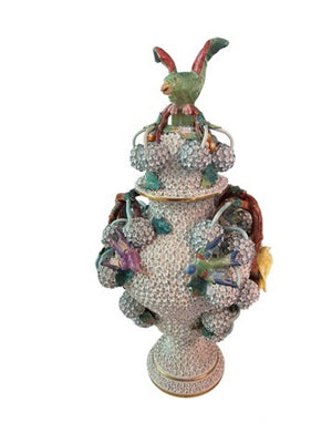 19th Century Meissen Porcelain "Schneeballen" Snowball Lidded Vase