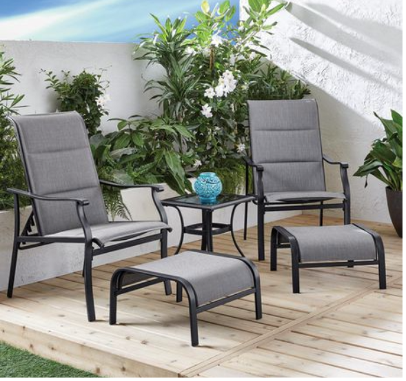 Mainstays Charleston 5 Piece Chat Set, Reclining Chairs (*retail price $400)