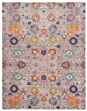 Nourison 'Passion Collection' PSN01 Silver Floral Area Rug- 8x10 ft