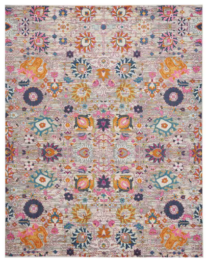 Nourison 'Passion Collection' PSN01 Silver Floral Area Rug- 8x10 ft