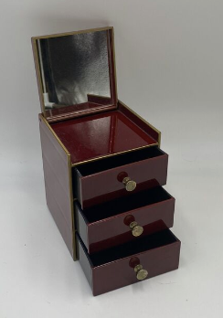 Otagiri Original Japan Hand Crafted 3 Drawer Decorated Jewelry Box with Mirror