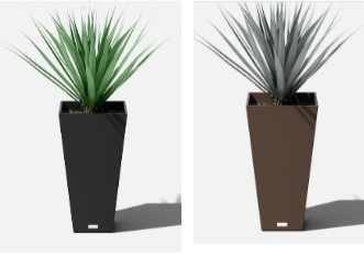 2 Veradek Tall Planters- 1 black, 1 dark brown (*Retail $80 each)