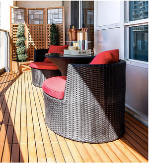 Dot Furniture 2 Round Patio Chairs, Red Cushions (table not included)