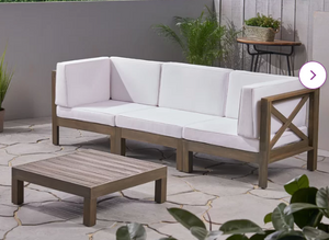 BRAND NEW IN BOX- 3 - Person Outdoor Seating Group with Cushions (Retail $1,200)
