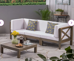 BRAND NEW IN BOX- 3 - Person Outdoor Seating Group with Cushions (Retail $1,200)