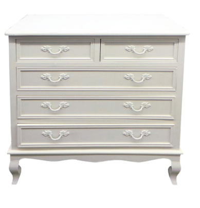 5 Drawer White French Provincial Dresser