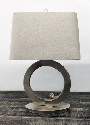 Pair of Silver Open Ring Table Lamps