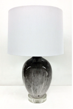 Pair of Black and White Glass Table Lamps