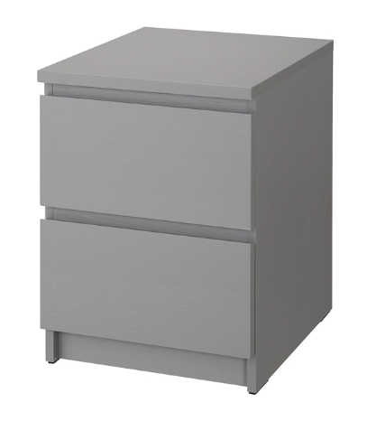 PAIR OF Malm 2-Drawer Nighstands, Gray
