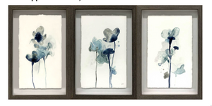 Set of 3 Blue Flowers Watercolor Wall Art