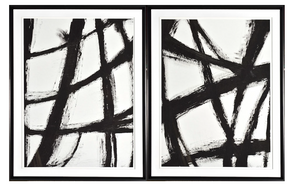 2pc Abstract Black Lines Wall Art