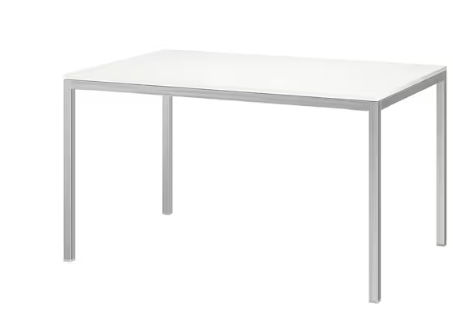 IKEA TORSBY Dining Table, chrome plated/high gloss white