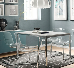 IKEA TORSBY Dining Table, chrome plated/high gloss white