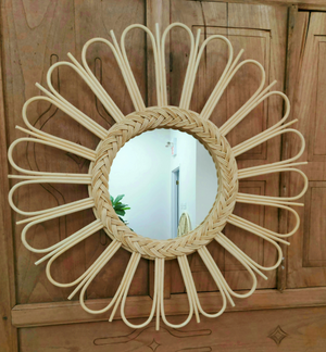 Palm Rattan Mirror, Small 14"- retail $350 (*6 Available)