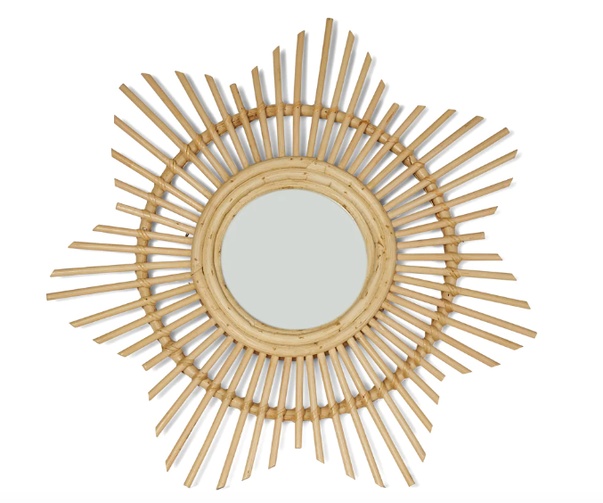 Mini Star Rattan Mirror, 12"- retail $320 (*8 Available)