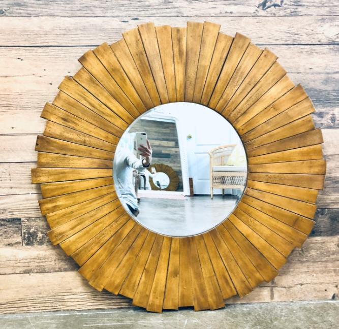Teak Wood Convex Mirror- retail $900 (*2 Available)