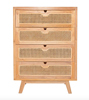 Oslo Teak/Cane Chest of Drawers- retail $1,590 (*2 Available)