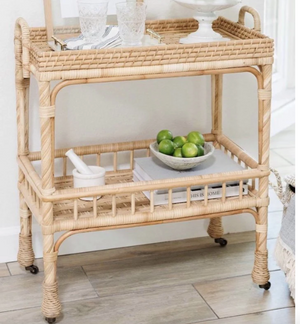 Palm Springs Rattan Bar Cart- retail $699