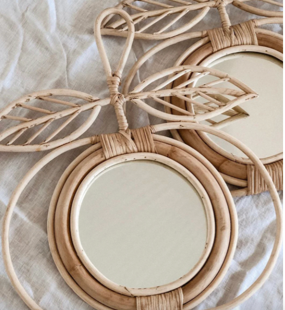 Apple Rattan Mirror- retail $250 (*8 Available)
