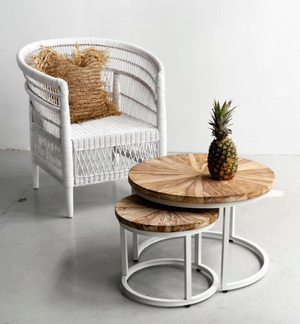 Java Round Teak Nesting Tables- retail $1,390