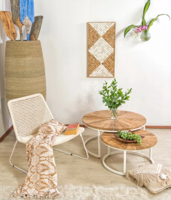Java Round Teak Nesting Tables- retail $1,390