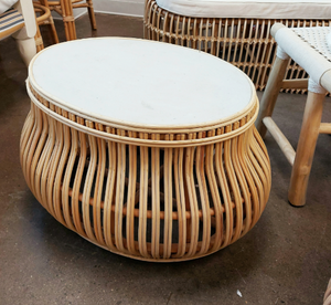 Bamboo Rattan Coffee Table with Faux Concrete- retail $699