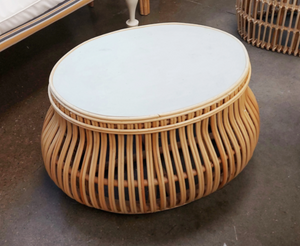 Bamboo Rattan Coffee Table with Faux Concrete- retail $699