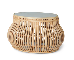 Bamboo Rattan Coffee Table with Faux Concrete- retail $699