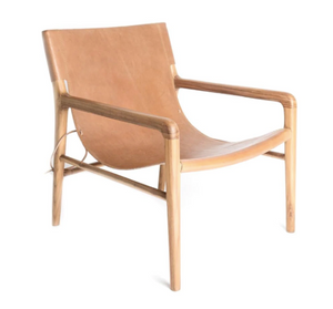 Tulum Leather and Teak Sling Lounge Chair- retail $1,299 (*2 Available)