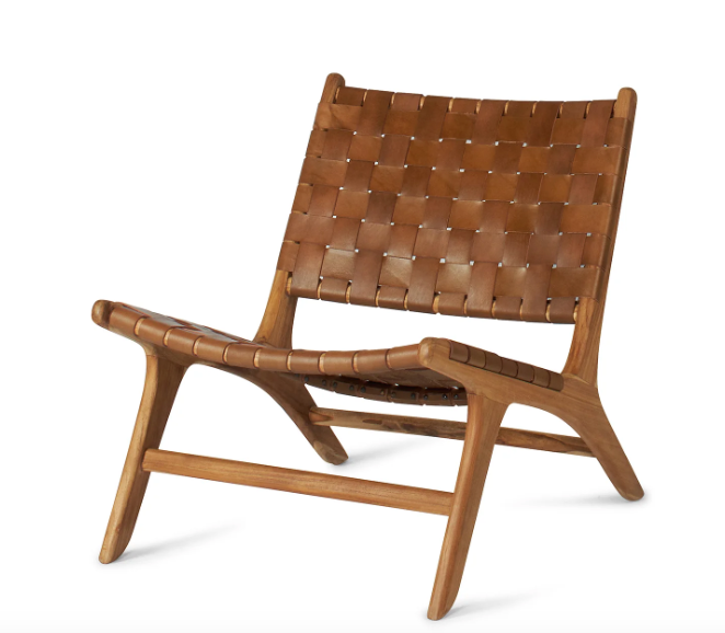 Camille Woven Leather Lounge Chair, Dark Brown- retail $1,399 (*2 available)