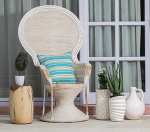 Rattan Peacock Bali Chair in Washed White- retail $1,790 (*2 Available)
