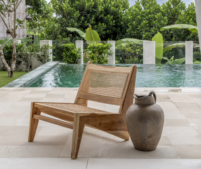 Afternoon Bali Outdoor Teak Lounge Chair with Cane - retail $1,590 (*7 Available)