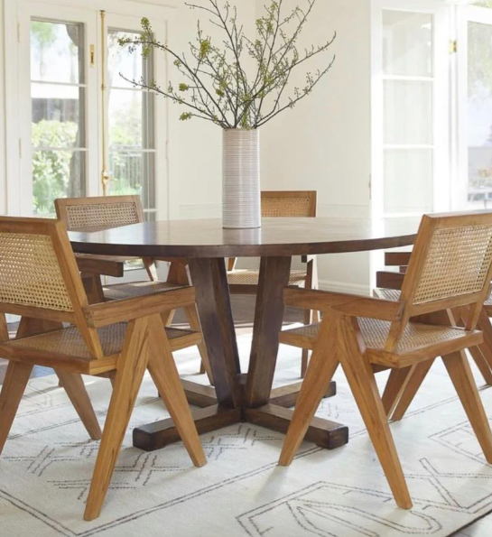 Teak Brown Round Dining Table- retail $2,500
