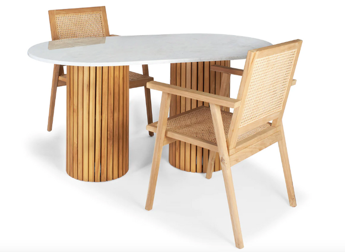 Milan Oval Top Teak Base Dining Table- retail $3,200 (*2 Available)