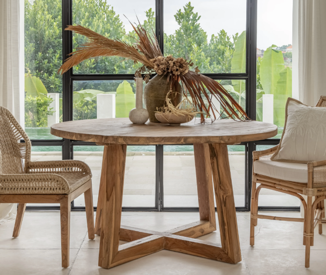 Salamanca Round Teak Dining Table, 55" dia- retail $3,200