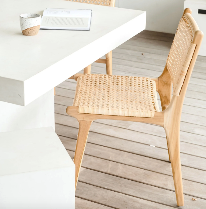 Teak Rattan Dining Chair with Cane Poppy- retail $899 (*8 available)