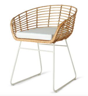 Rattan Accent/Dining Chair with Curved Metal Base in washed white- retail $799 (*10 available)