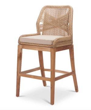 Amsterdam Woven Rope Teak Counter Stool- retail $1,290