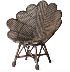 Rattan Woven Flower Petal Chair, Black- retail $799 (*2 Available)