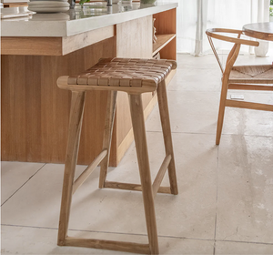 Eddie Teak and Leather Counter Stool- retail $899 (*3 available)