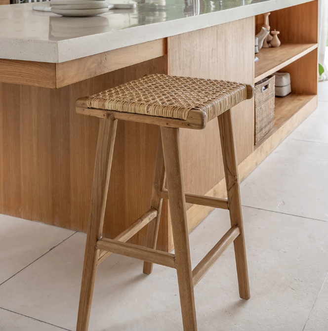 Teak and Rattan Poppy Counter Stool- retail $899 (*6 available)