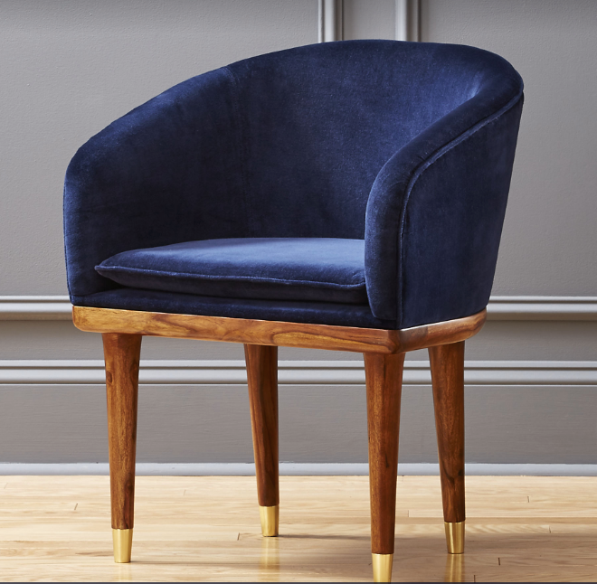 CB2 Viceroy SAPPHIRE BLUE VELVET CHAIR