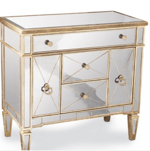 Pair of Horchow Amelie Small Mirrored Chests/Nightstands