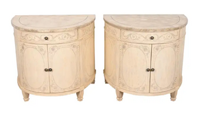 Pair of Drexel Heritage Italian Neoclassical Demilune Cabinets/Side Tables