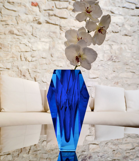 Moser Gema Vase in AQUAMARINE/BLUE, Designed by Katerina Dousova (retail $4,400)