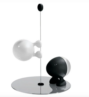 ALESSI ASG02 BW LILLIPUT SALT AND PEPPER SHAKER, Designed by Stefano Giovannoni